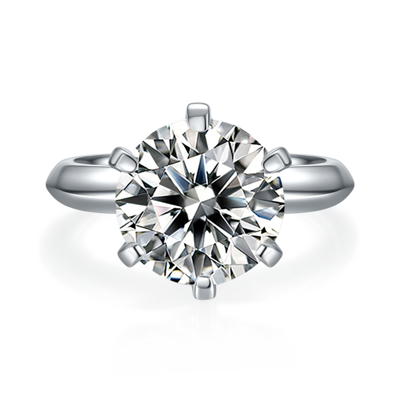 光臂T家六爪S925银镀白金MoissaniteWomen's Ring5.0ctD级